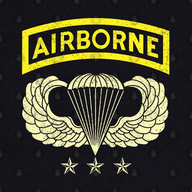 Airborne Paratrooper T-shirt White Jump Wings Airborne Tab by floridadori